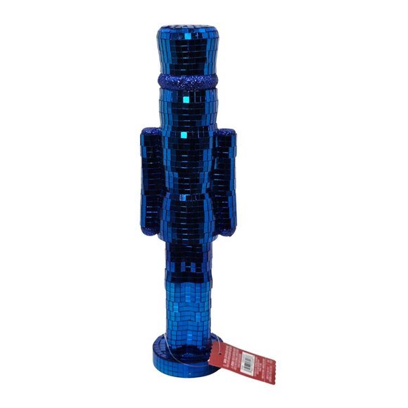 Ashland Blue Mirror Ball & Glitter Disco 13" Nutcracker Tabletop Decor NEW - Picture 5 of 13